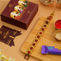 Gold Plated Essential Rudraksha Rakhi Hamper