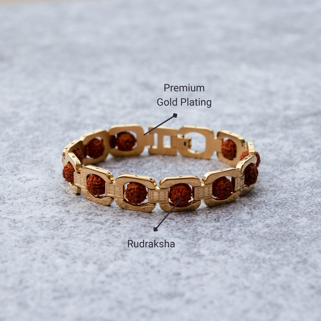 Gold Plated Essential Rudraksha Rakhi Hamper