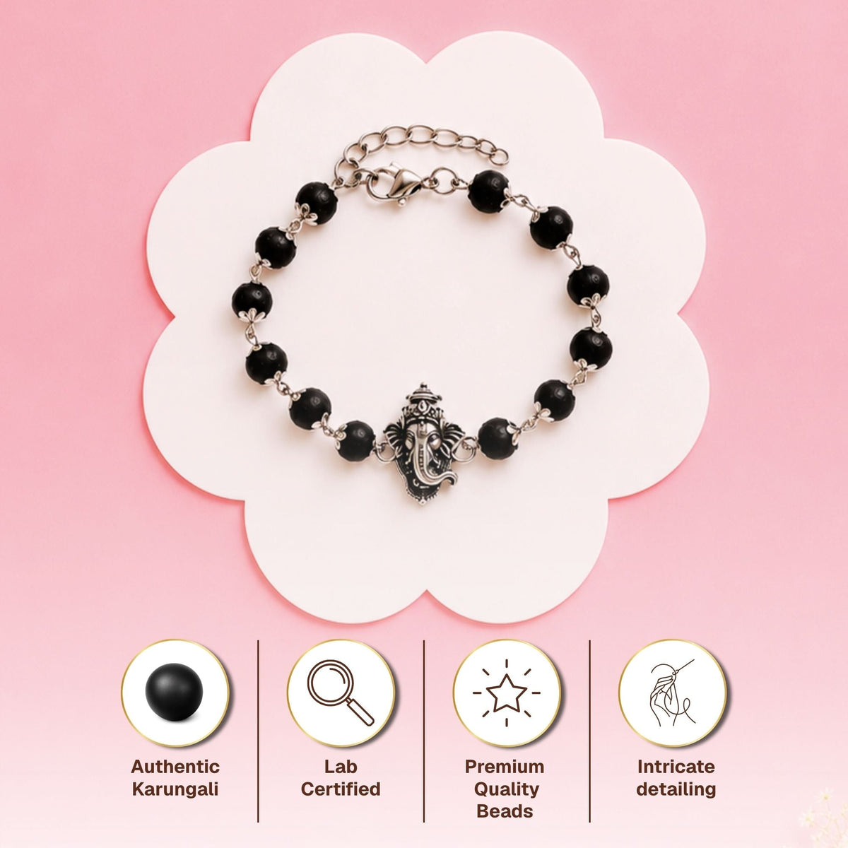 Silver Plated Ganesh Karungali Rakhi Hamper