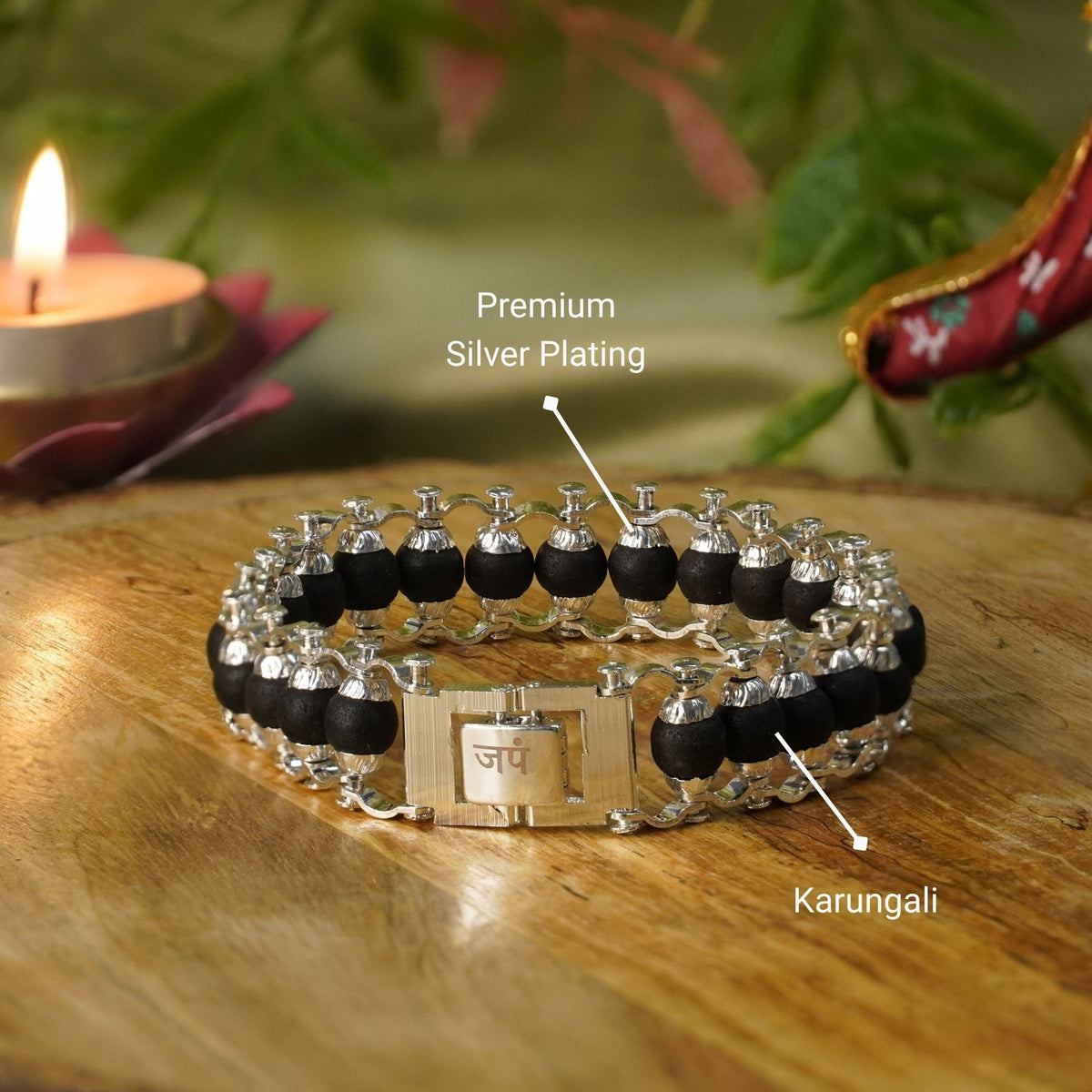 Silver Plated Modern Karungali Rakhi Hamper