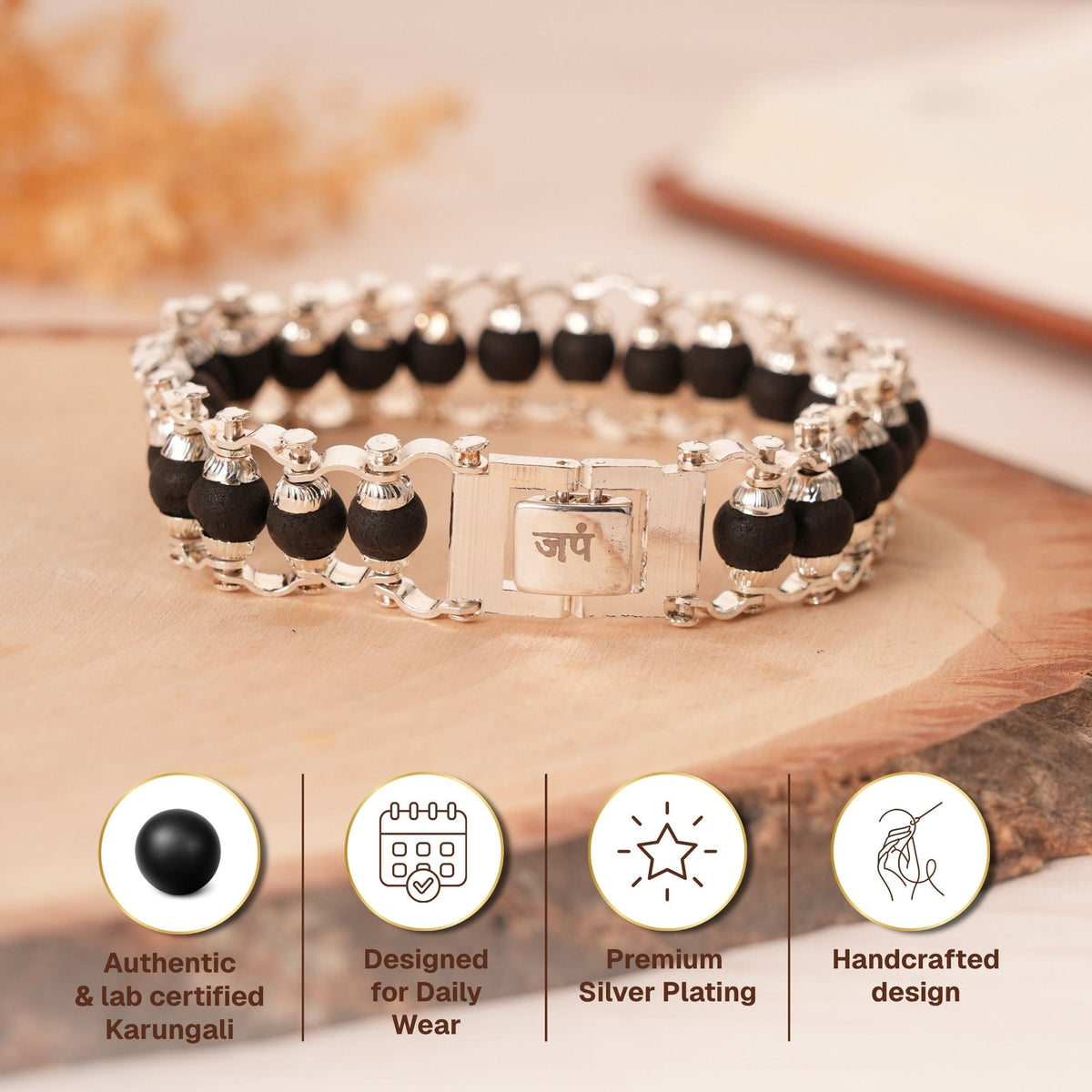 Silver Plated Modern Karungali Rakhi Hamper