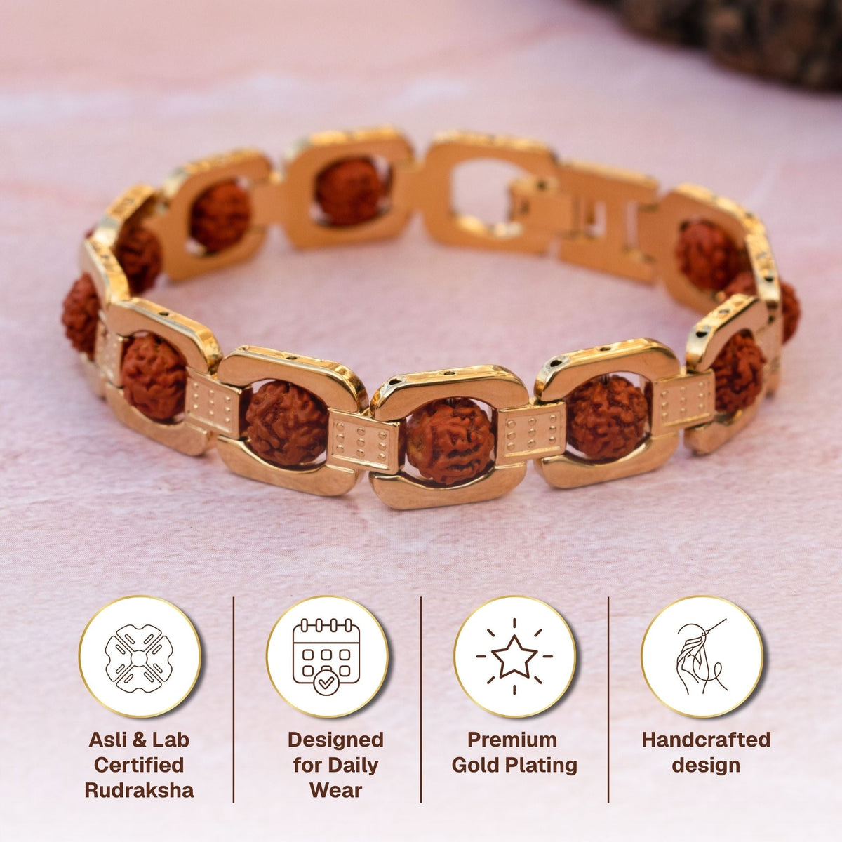 Gold Plated Essential Rudraksha Rakhi Hamper