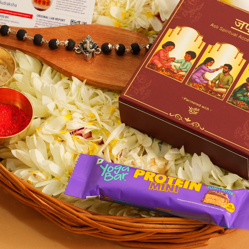 Silver Plated Ganesh Karungali Rakhi Hamper
