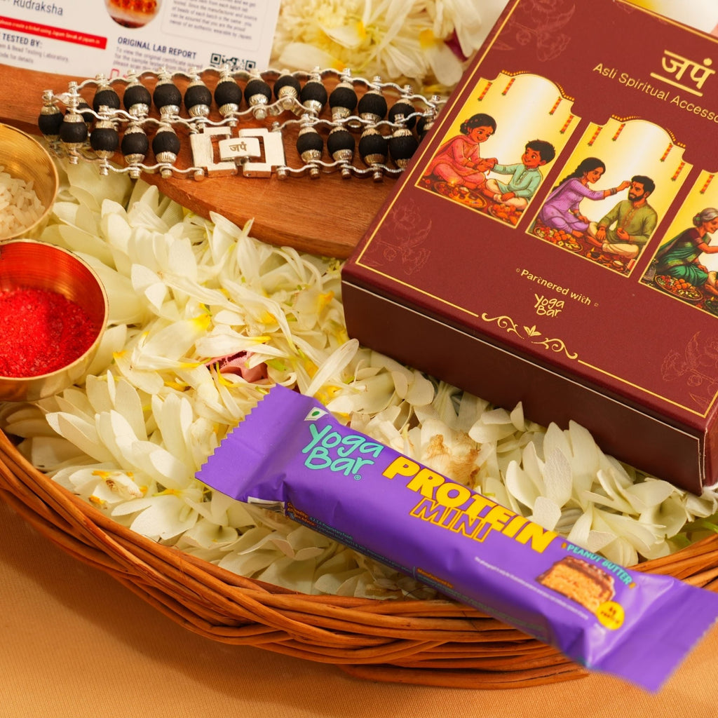 Silver Plated Modern Karungali Rakhi Hamper