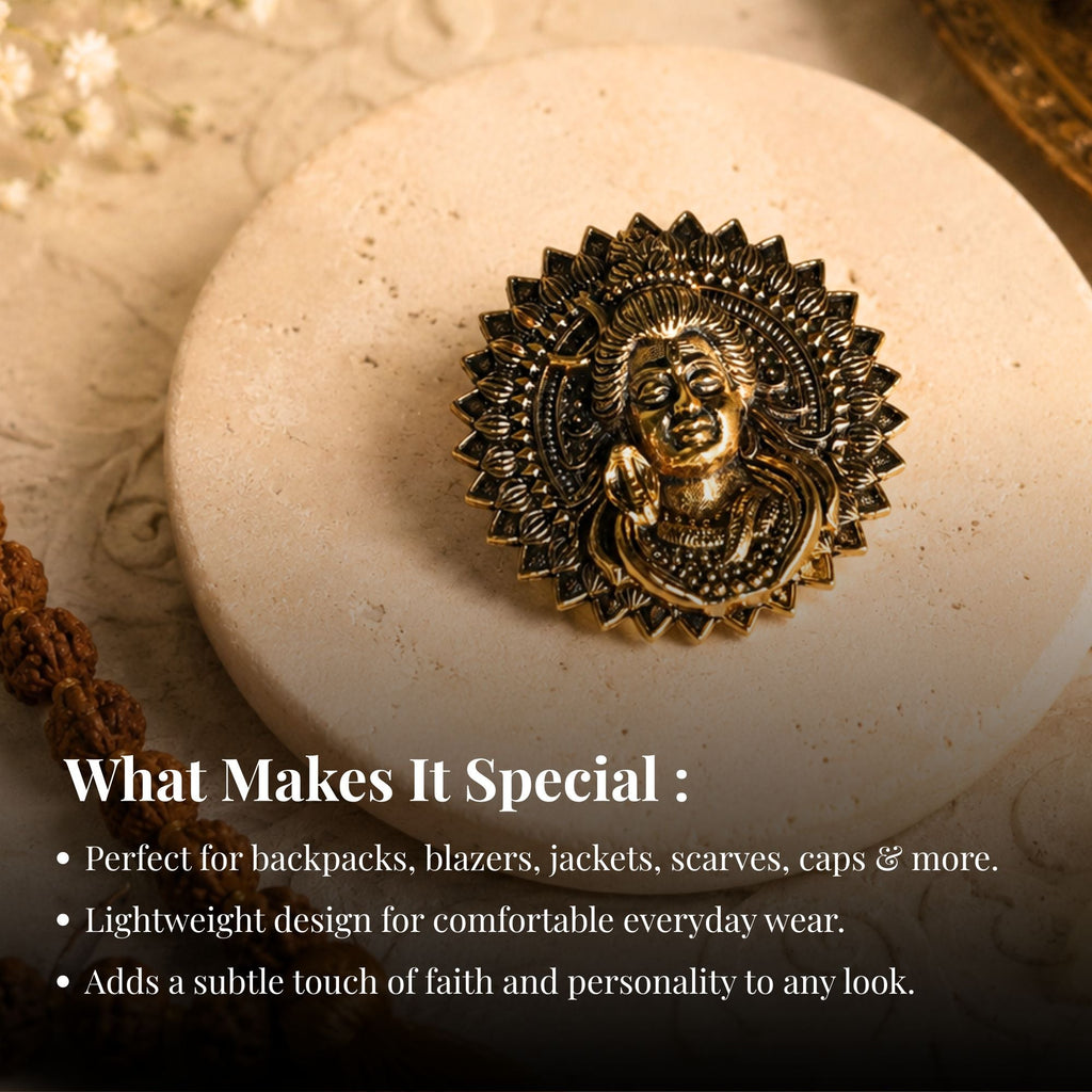 Gold Plated Regal Mahadev Brooch