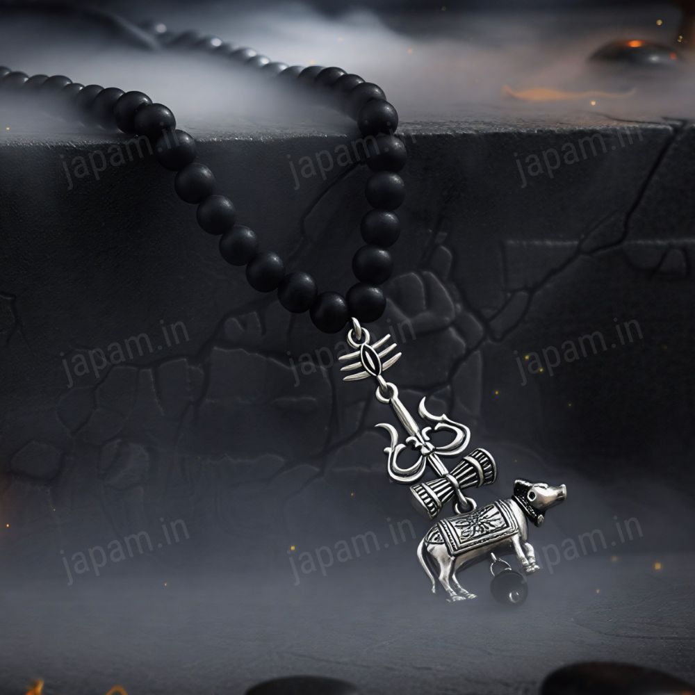 Karungali Mala with Trishool Nandi Pendant
